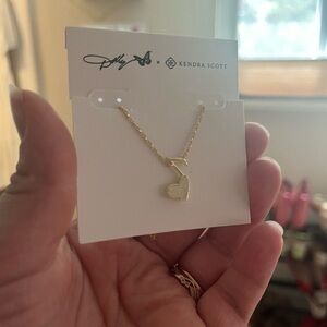 Kendra Scott Ari Heart Music Note Gold Drusy Necklace
